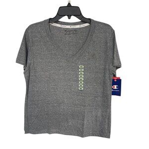 Champion NWT Women's V-Neck T-Shirt Size S Grey Relaxed Fit Athletic Casual Tee